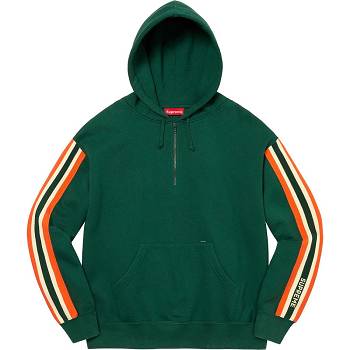 Green Supreme Half Zip Hooded Sweatshirts | Supreme 338FM